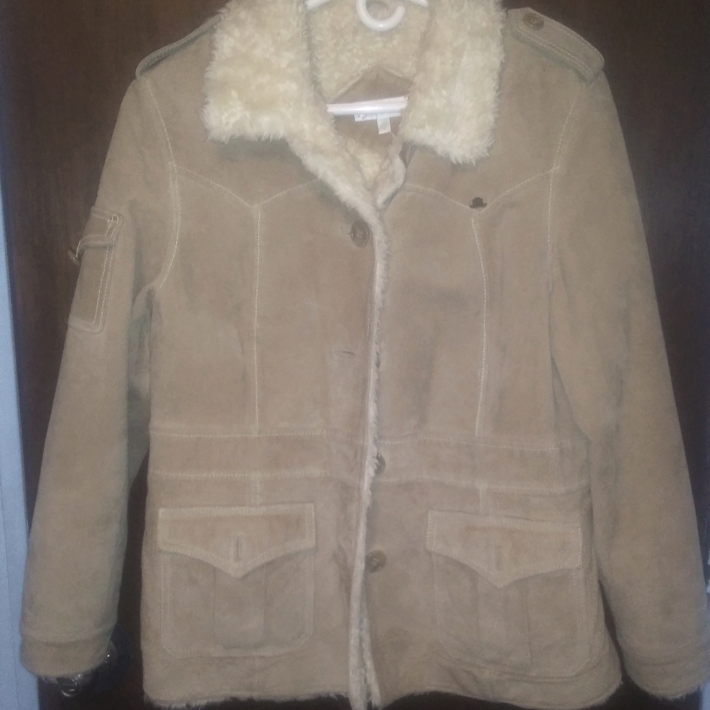 Large Jennifer Lopez faux fur and suede coat